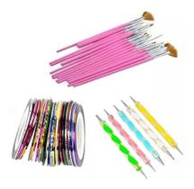 15 Pincéis + 10 Boleadores + 10 Fitas Metalizadas