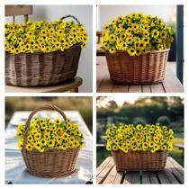15 Plantas Artificiais Buquê Decorativo de Mini Girassol Flor Para Composição de Arranjo Ótimo Custo Benefício - DE1825