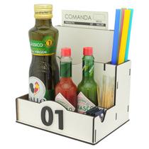 15 Porta Comanda Azeite Temperos Sal Canudo Palito Guardanapo Churrascaria Branco