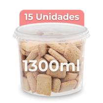 15 Potes de Plástico Redondo 1300ml C/ Tampa Bolo de Pote - BP Potes