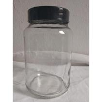 15 Potes De Vidro 600ml - Para conserva compota c/Tampa de plástico preta