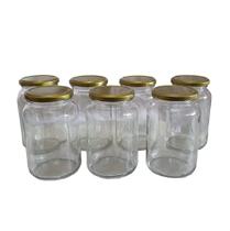15 Potes de Vidro Para Conserva 600 ml Com Tampas Dourada