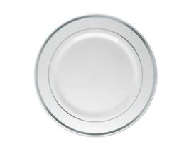 15 Pratos Refeição Borda Prata Luxo 26cm Plástico pigmentado 15 Pratos Refeição Borda Prata Luxo 26cm Plástico pigmentado