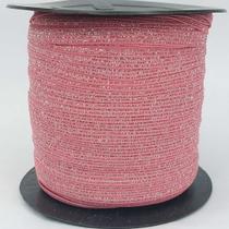150 metros Elástico Lurex chato 7mm Salmão 3555 150 encadernação