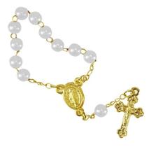 150 Mini Terços Branco e Dourado Lembrancinha Religiosa - SJO Artigos Religiosos