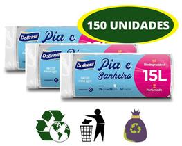 150 Saco de Lixo Reforçado 15 litros Biodegradável Branco