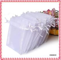 150 Saquinhos De Organza 9x12 Branco Fita Cetim tam