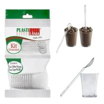 150un Colher + 150 Mini Copo 25ml Copinho Festa Kit Gourmet