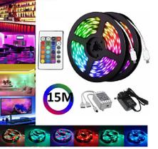 15m Rgb Decorativo Linght Mudar Cor Com Controle Remoto + fonte 3 amp