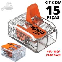 15un Conector Wago 221-612 2 vias 41A/450V Emenda Derivação Ideal para Chuveiro Original