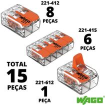 15un Conector Wago Emenda 221 2 e 5 vias 4, 6mm² 32A/450V