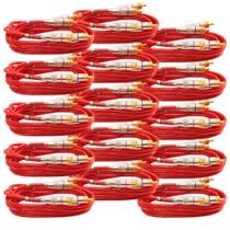 15x Cabo RCA Som Automotivo Prime Plug Metal Banhado a Ouro Vermelho Diâmetro 1m Svart Tech One