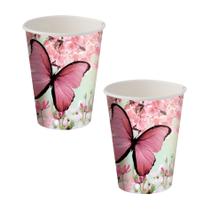 16 Copos de Papel Festa Jardim das Borboletas 200 ml Festcolor - Inspire Sua Festa Loja