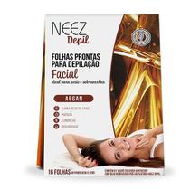 16 folhas faciais prontas argan neez depil 16 folhas faciais prontas argan neez depil