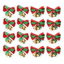 16 Pack Arco de Natal com Sinos de Natal Mini Bowknot Craft Gift Ornament Christmas Tree Hanging Decor
