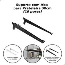 16 Pares Suporte Braço 30cm C/ Aba P Trilho Prateleira Forte Preto