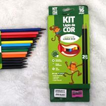 16 Peças Kit Lapis De Cor Leo &amp Leo Borracha e Apontador