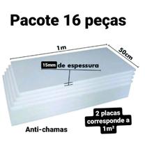 16 placas de isopor eps antichamas 15mm, tamanho 100 x 50cm