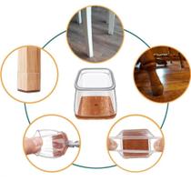 16 Protetores Para Pé De Cadeiras Silicone Flex Com Feltro Quadrado 2,0cm a 2,5cm