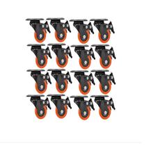 16 Rodízio 50mm Em PVC Rodinha Laranja Com Trava