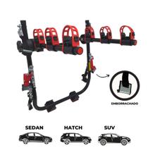 16 - Suporte para bike Transbike para 3 bicicletas POP Preto tira Vermelha Sedan Hatch MTB Speed