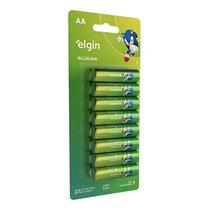 16 Unidades Pilhas Alcalinas AA Elgin Com 2 Cartela 1.5v