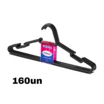 160 Cabides Plástico Preto Adulto Camisa Blusa Vestido Alça 160 Cabides Plástico Preto Adulto Camisa Blusa Vestido Alça