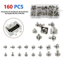 160 Peças De Terminais Elétricos Para Fiação, Parafusos De Combinação Quadrados Com Cabeça Redonda E