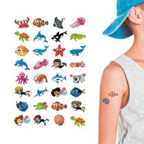160 Tatuagem Infantil Temporária Fundo do Mar Kit Festa 32-008 - Tatuagem Mania