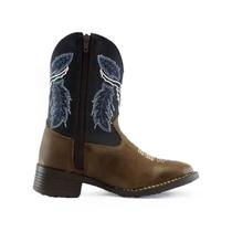 1605KP-Infanto-Juvenil couro desenho cano marrom