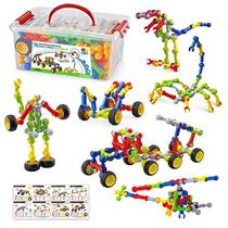 170 Pcs Brinquedos de Construção para Crianças Idades 4-8 com Armazenamento de Caixa de Brinquedos, Guia de Ideias, Blocos de Construção STEM Brinquedos para 3 4 5 6 7 8 9 Anos de Idade Atividade Creative Kids, Presentes de Natal para Meninos Meninas