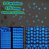 176 Img Estrelas Esferas Cometas Adesivos Fosforescente Brilham no Escuro - Decoração Quarto Infantil