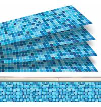 18 Adesivos Piscina Pastilha Degradê Tons De Azul 100x20cm