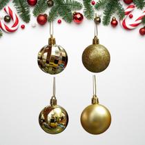 18 Bolas Árvore Natal Colorida Glitter Lisa Fosca
