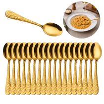 18 Colheres Aço Inox 20cm Sopa Dourado Premium Decorada