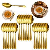 18 Colheres de Sopa Dourada 20cm Talheres Premium Luxo