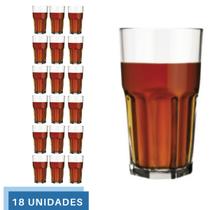18 Copo Bristol Luxo Redondo Vidro Transparente 410ml Nadir