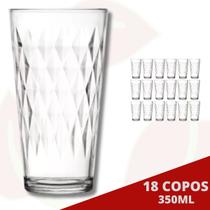 18 Copo de Vidro Vitrage Transparente 350ML Nadir Suco Água