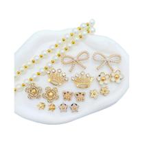 18 Correntes De Pérola ABS Com Laço Dourado, Coroa, Flor, Borboleta E Estrela Para Decoração DIY De