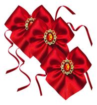 18 Laços Cetim Vermelho Natal Lembrancinha Chaton C/ Fitilho