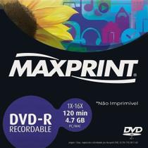 18 Mídias DVD-R Maxprint 4.7GB 16x Gravável Não Imprimível 18 Mídias DVD-R Maxprint 4.7GB 16x Gravável Não Imprimível