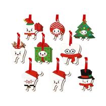 18 Peças De Enfeites De Natal 2D Planos Em Formato De Dente, Decoração De Madeira Engraçada De