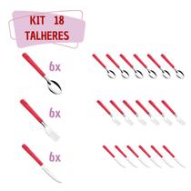 18 Peças Talheres Faca Colher Garfo Aço Inox Vermelho Luna - Taumer 18 Peças Talheres Faca Colher Garfo Aço Inox Vermelho Luna - Taumer