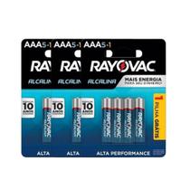 18 Pilhas Alcalina Rayovac AAA - 3 Cartelas