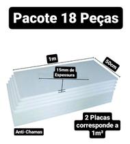 18 placas de isopor eps antichamas 15mm, tamanho 100 x 50cm