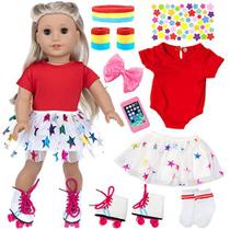 18 polegadas acessórios boneca, American doll acessórios, 7PC viagem patins Sport Play Set, americano 18 polegadas girl doll outdoor sport stuff (não incluir boneca)