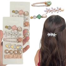 18 Presilha Clip Cabelo Pérolas Flor Prendedor Grampo Penteado Praia 18 Presilha Clip Cabelo Pérolas Flor Prendedor Grampo Penteado Praia