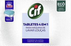 18 Tabletes 4 Em 1 Para Máquina De Lavar Louças 324g Cif