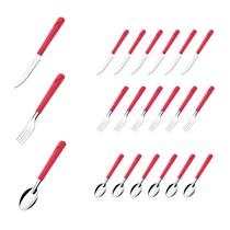 18 Talher Faca Garfo Colher Inox Vermelho Linha Luna Casa