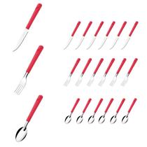 18 Talher Faca Garfo Colher Inox Vermelho Luna Restaurante